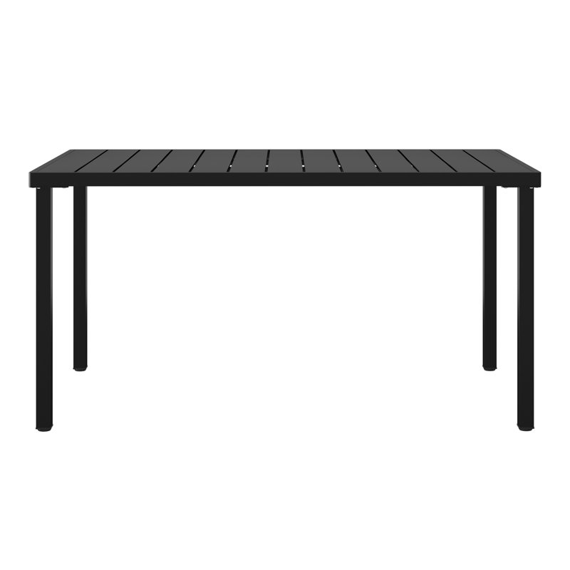 59"×35.4" Outdoor Metal Rectangular Dining Table, Black