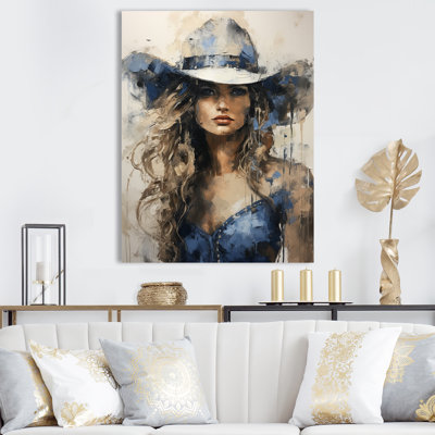 " Minimalism Blue Cowgirl Painting II "