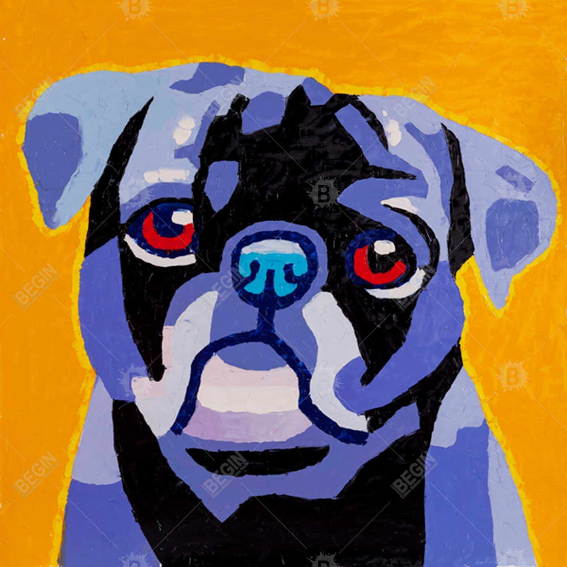 Flash the pug - 32"x32" art on canvas