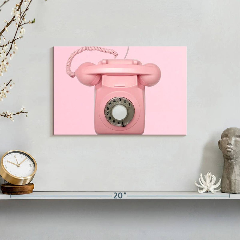 Kerner Pink Rotary Telephone, 8" H x 12" W