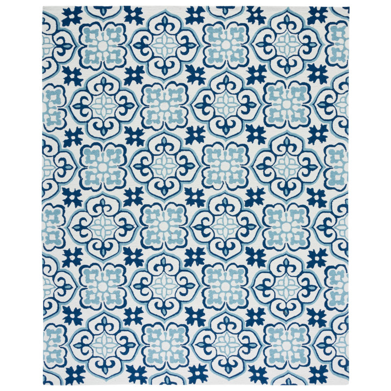 Lowestoft Hand Hooked Performance Geometric Rug, Rectangle 5' x 8'