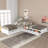 Twin Size L Shape Platform Bed Frame With Trundle, Rawers And Built-In Table-61833280