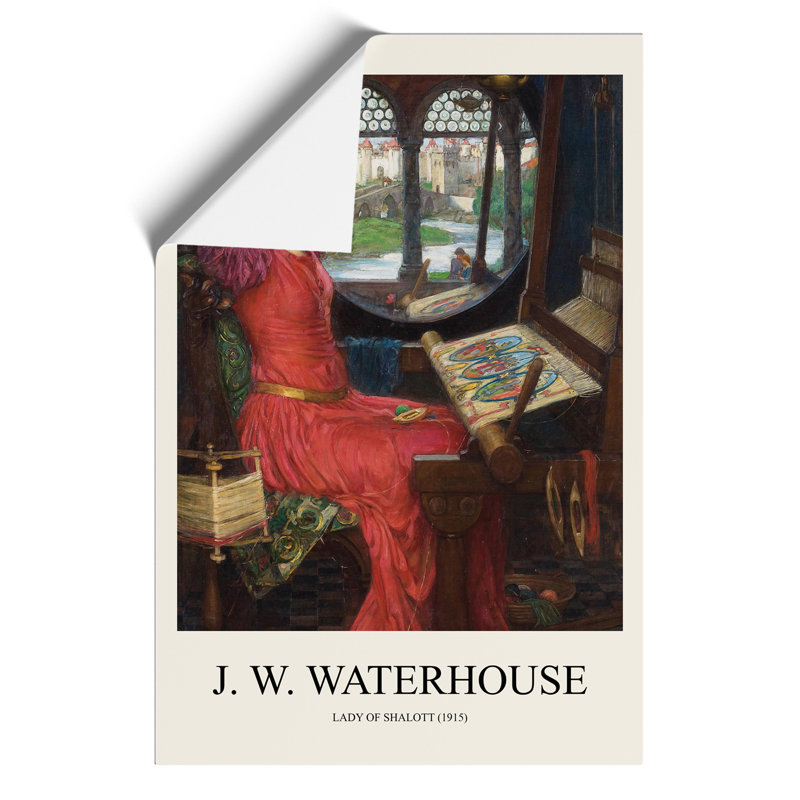 The Lady Of Shalott In Red by John William Waterhouse - No Frame Print, 30cm H x 21cm W x 0.1cm D