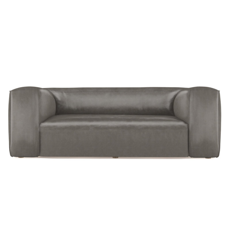 Canapé surdimensionné Varick, H 30 po x l 96 po x P 41 po, Ébène, Cuir rétro ponce