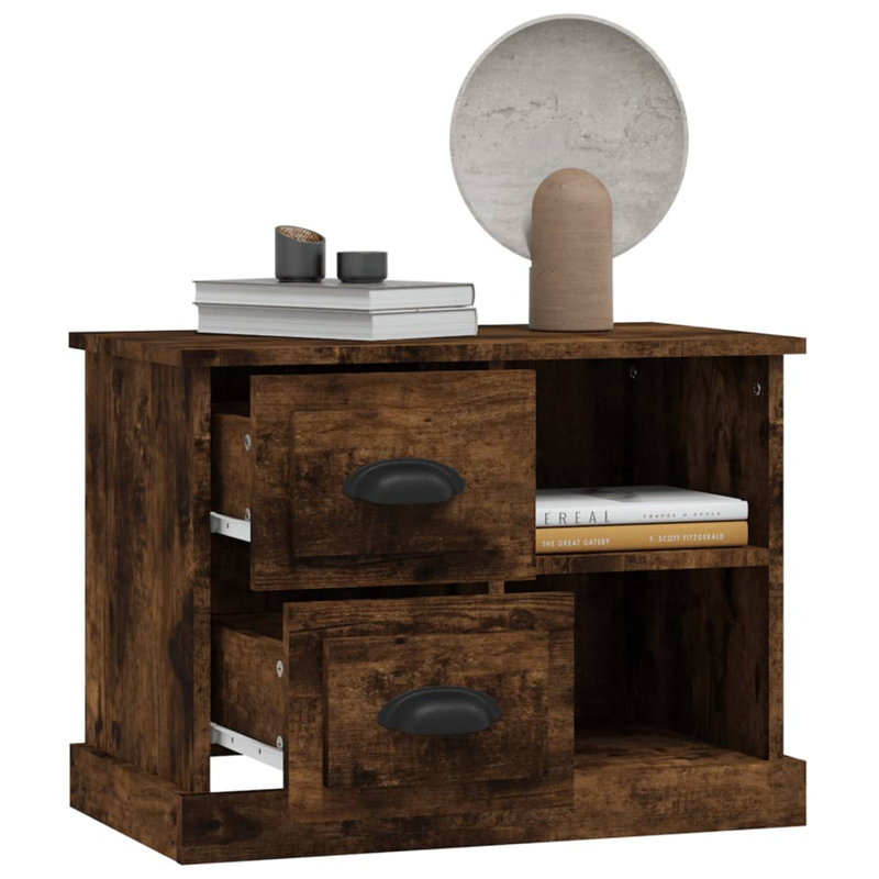 Ragland 60cm W Bedside Table, Smoked Oak