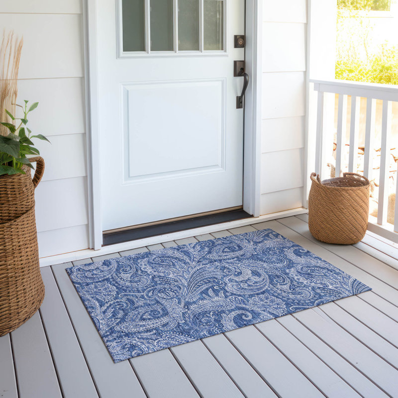 Fareham Flatweave Washable Paisley Indoor / Outdoor Rug, Rectangle 1'8" x 2'6"