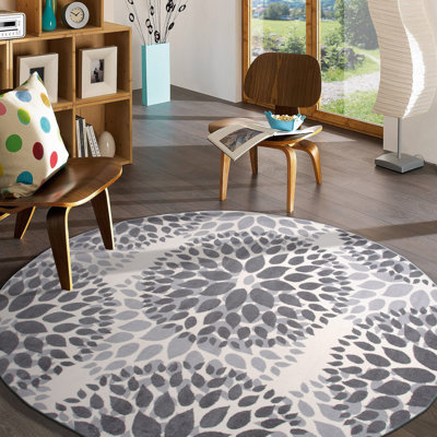 Floral Dark and Light Gray Area Rug