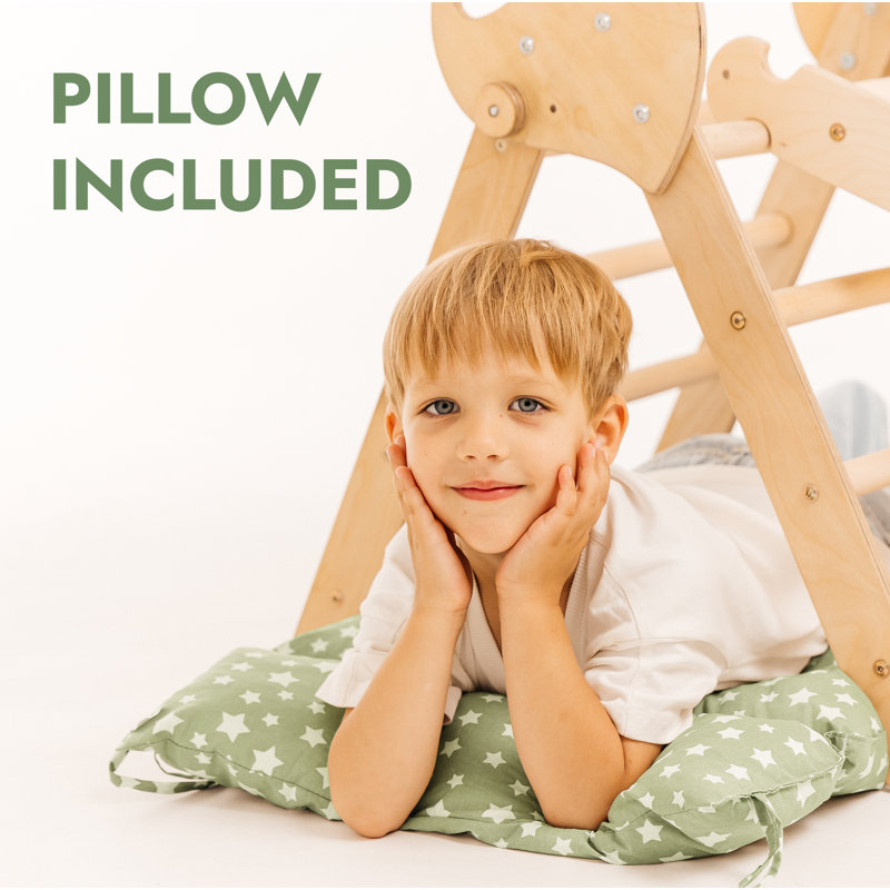 Structure d'escalade intérieure en bois avec glissade Goodevas Montessori, Beige/vert