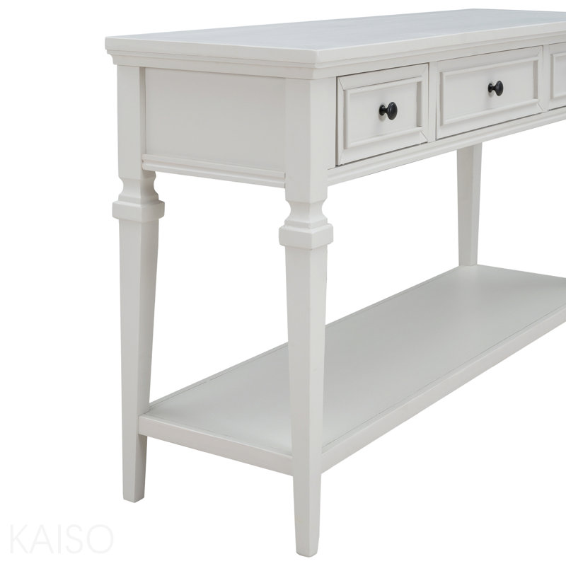 Console rétro, 3 tiroirs, tablette inférieure ouverte pour le vestibule - blanc antique