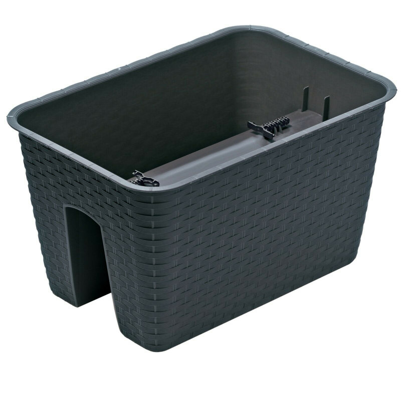 Elburn Railing Planter, 22.5cm H x 40cm W x 27cm D, Black
