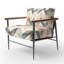Chaise contemporaine rembourrée Boho - Fauteuil noir et orange à chevrons boho-101184836