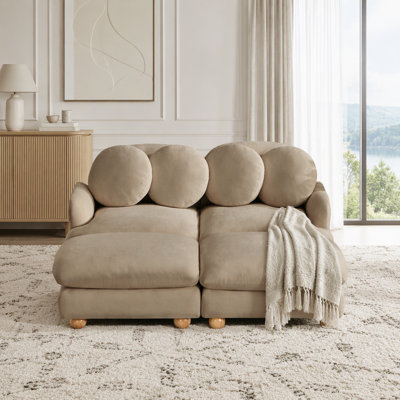Modular Sectional Sofa with Chenille Upholstery and Movable Ottoman