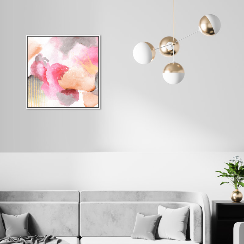 Tempura Sunset Colorful Sunset Splash Modern - Peinture sur toile, Cadre blanc, H 41 po x l 41 po