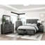 Lit plateforme gris rustique avec rangement pour le fini glamour de la grande chambre