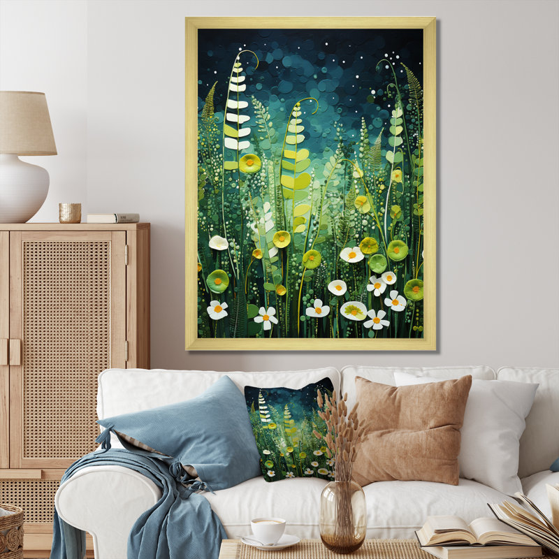 Ferns Plant Verdant Abundance IV, reproduction d'art sur toile, H 20 po x l 12 po x P 1 po, Or