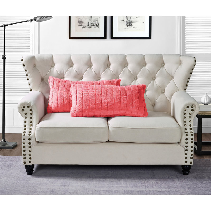 Housse de coussin en polyester Super Mink, Corail sucré