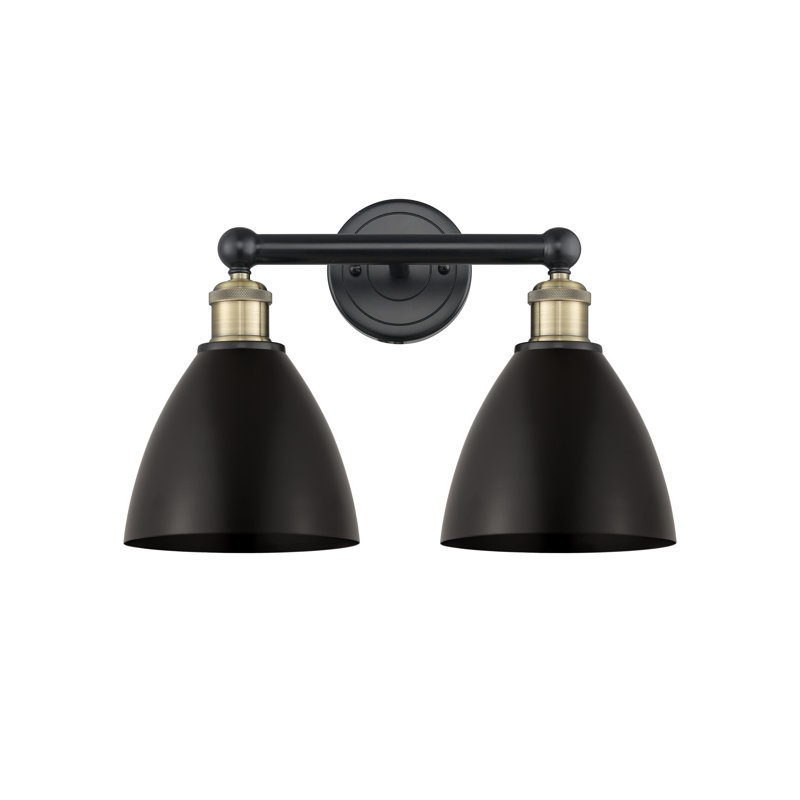 Éclairage pour meuble-lavabo à 2 lumières Arpita, Laiton antique noir, Noir mat