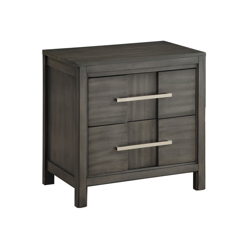 Table de chevet 2 tiroirs Cayer, Gris