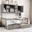 Lit de jour double avec 2 tiroirs, armoire et tablette tout-en-un