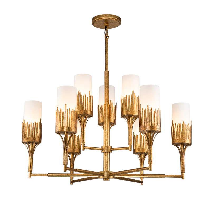 Sawgrass 9 Light Chandelier, Gold Leaf
