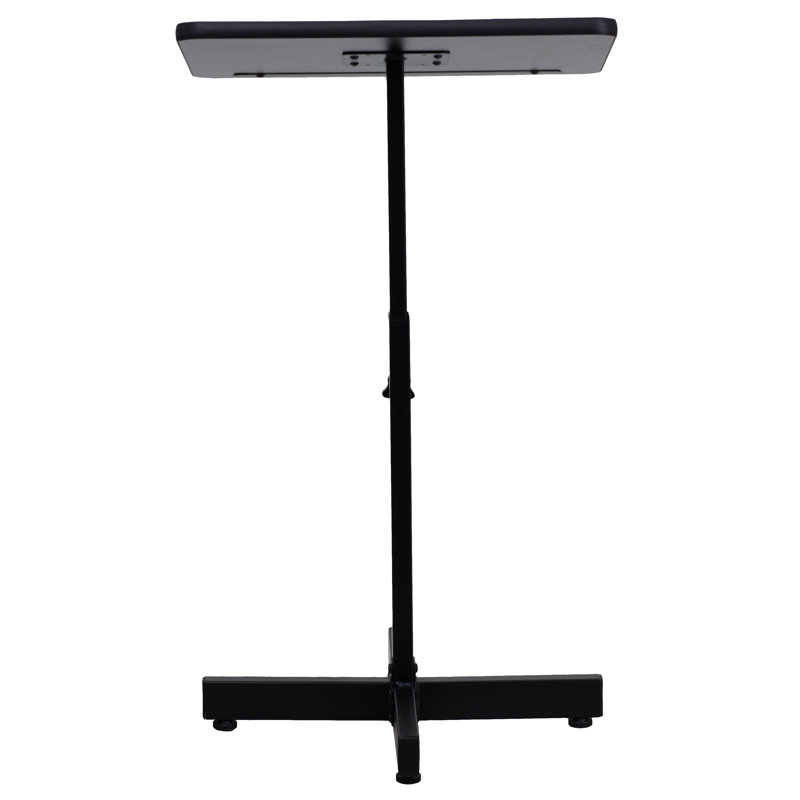 Adjustable Height Black Steel Lectern with Mahogany Top