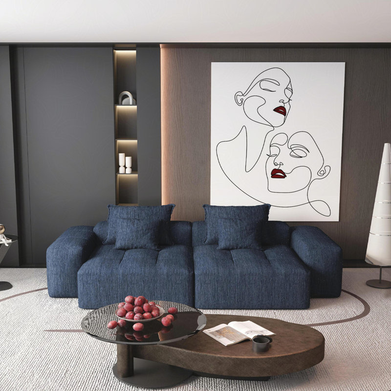 Canapé modulaire surdimensionné moderne avec 2 chaises longues, 2 accoudoirs, tissu chenille étincelant, coussins moelleux, 4 coussins, bricolage 4 pièces, aucun assemblage requis.