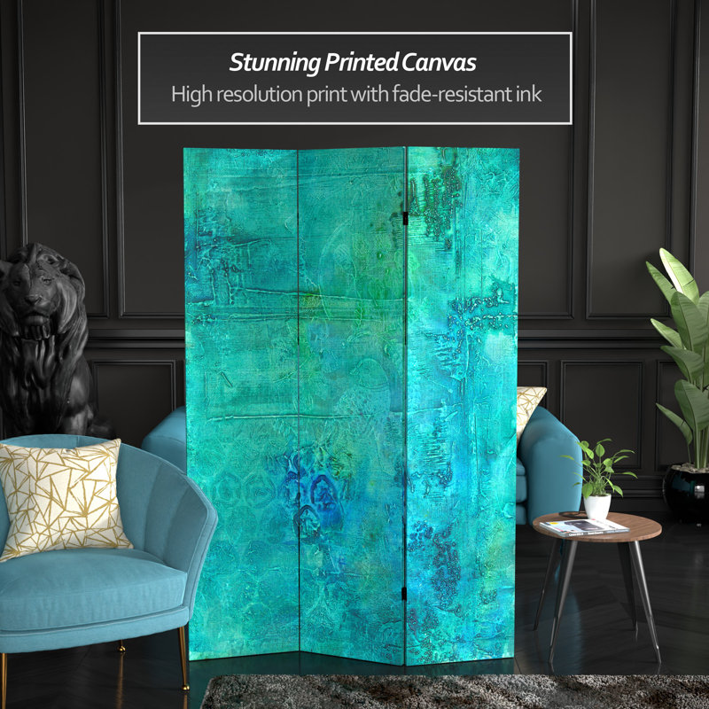 3 Panel Room Divider, Blue