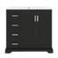 Meuble-lavabo de 36 po de style moderne avec lavabo en céramique, porte à fermeture douce, tablette réglable et 3 tiroirs-1845997004