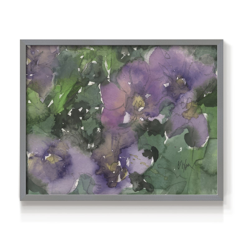 Langage des violettes I - reproduction encadrée, Gris, H 22 po x l 28 po