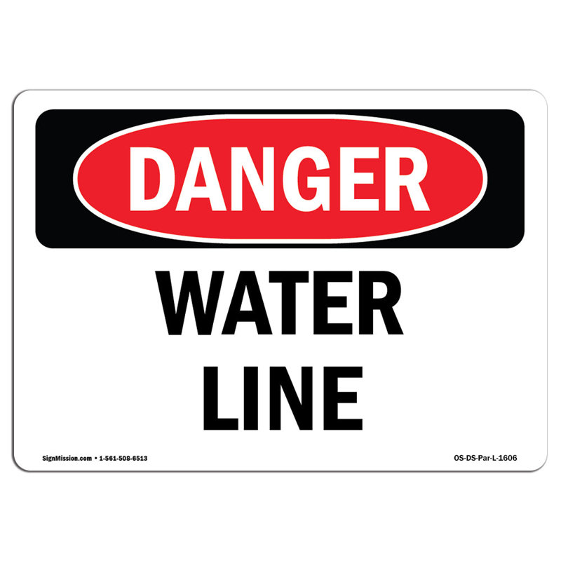 Signe de danger de conduite d'eau, H 12 po x l 18 po x P 0,1 po