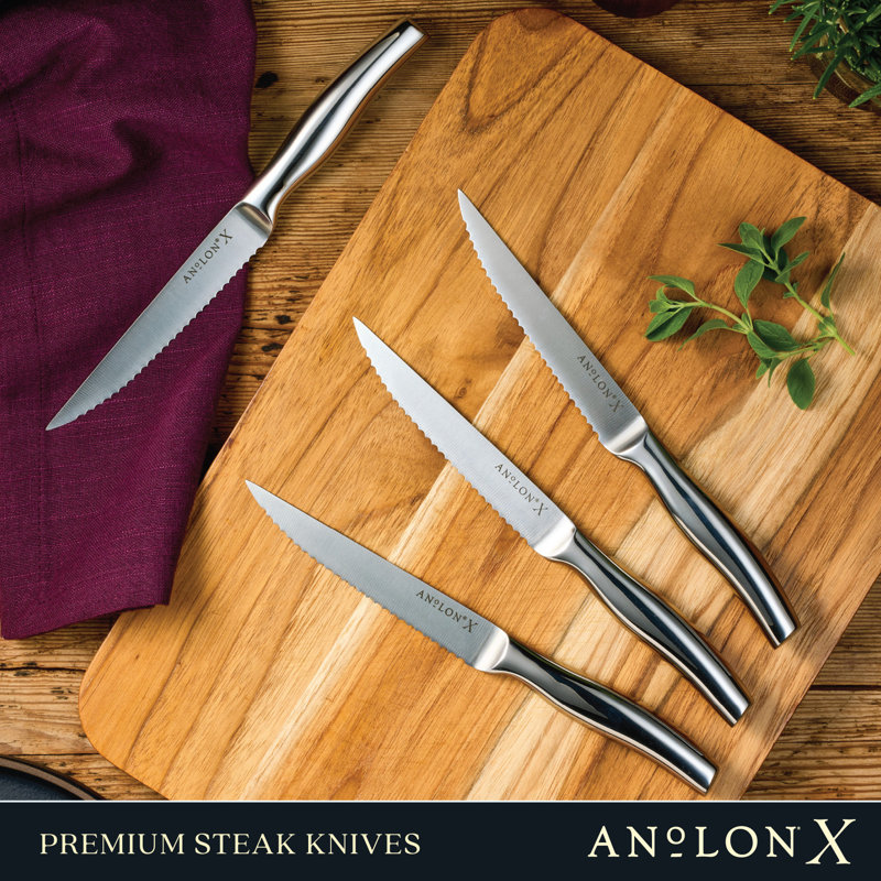 Anolon X Steak Knife Set, 4 Piece, Stainless Steel