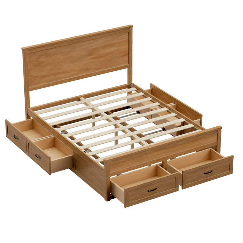 Gracie Oaks Modern Wood Storage Bed Frame With 6 Drawers,Platform Bed ...