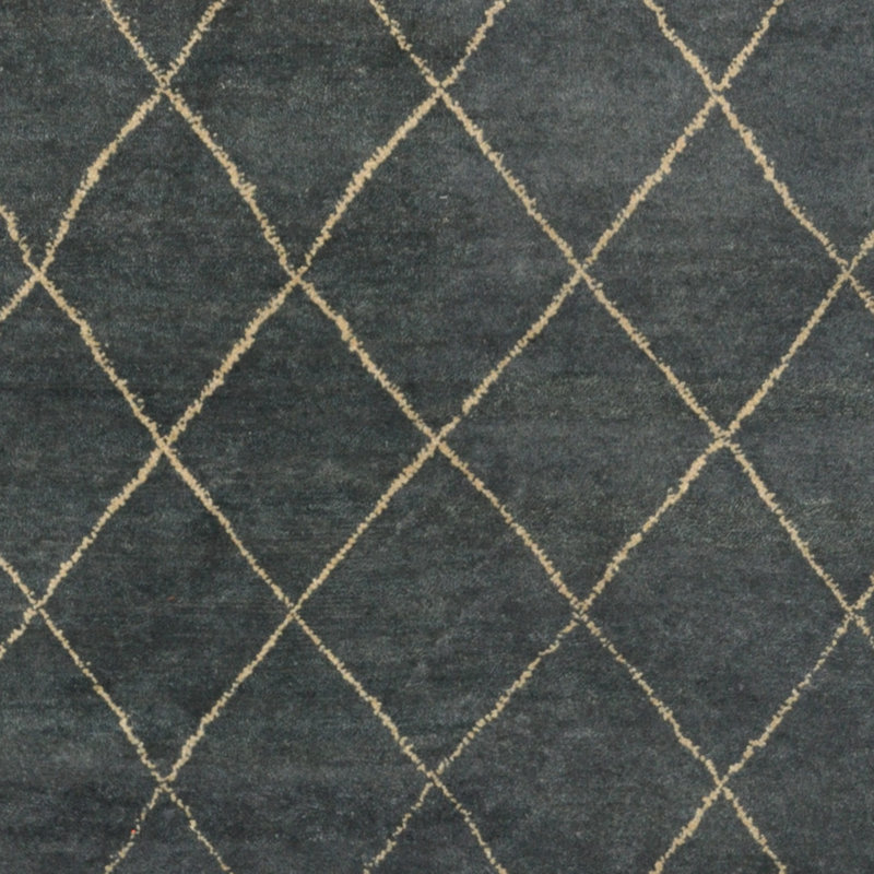Tapis gris marocain en laine noué à la main de conception unique 5 pi 5 po x 7 pi 10 po Lues