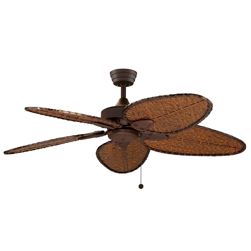 Windpointe 52 inch Indoor/Outdoor Ceiling Fan - Rust with Antique Narrow Oval blades, Rust with Bamboo Blades