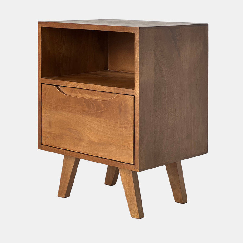 Canina 40cm W Solid Wood Bedside Table, Caramel