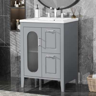 24'' Single Bathroom Vanity With Ceramic Top