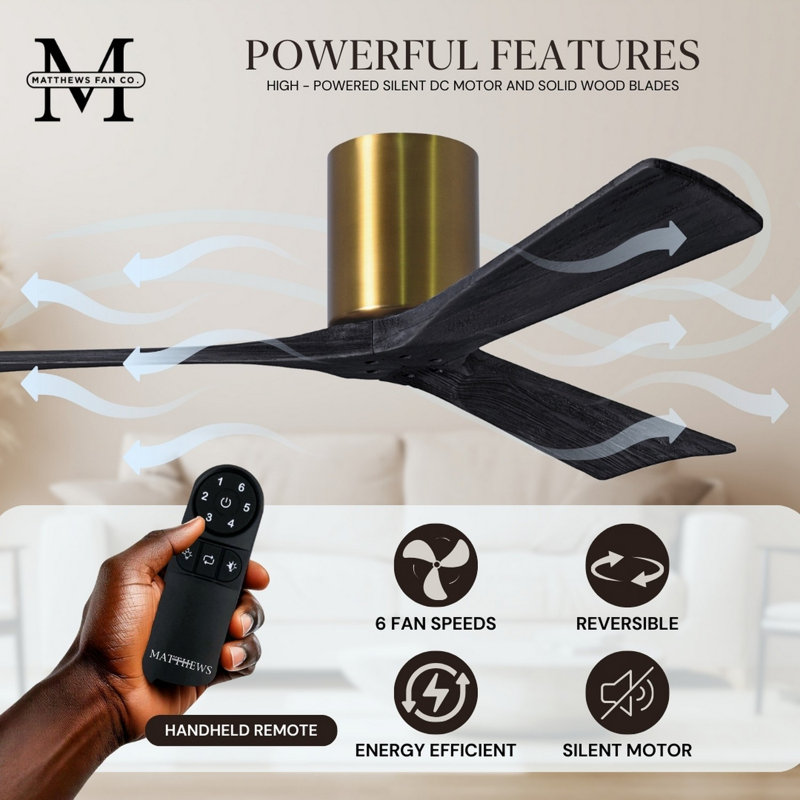 Irene Ceiling Fan, Brushed Brass, Matte Black, 42"
