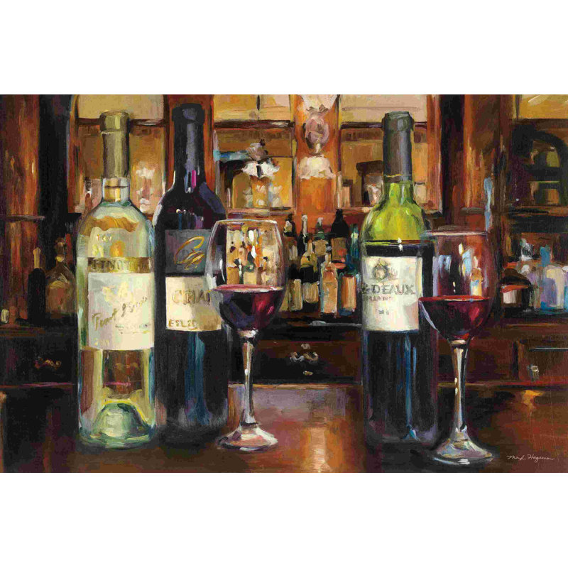 «Reflection of Wine» par Marilyn Hageman - peinture sur toile tendue, H 24 po x l 36 po, Non, Cadre flottant noyer
