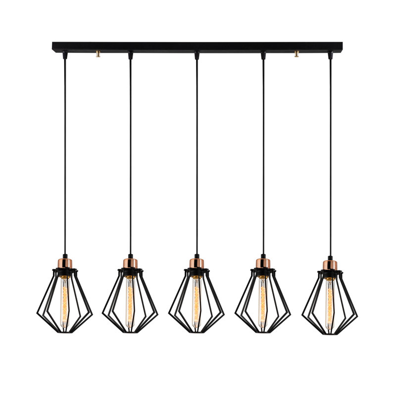 Luminaire suspendu géométrique à 5 lumières pour îlot de cuisine Dawlish