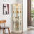 Lighted Glass Corner Display Cabinet With Adjustable Shelves And Built-In LED Lighting For Elegant Home Showcase.-122751238