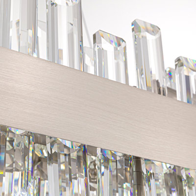  Kacy 16-Light Dimmable Modern Brushed Nickel Rectangle Chandelier with Crystal Accents for Kitchen Island Dining Room