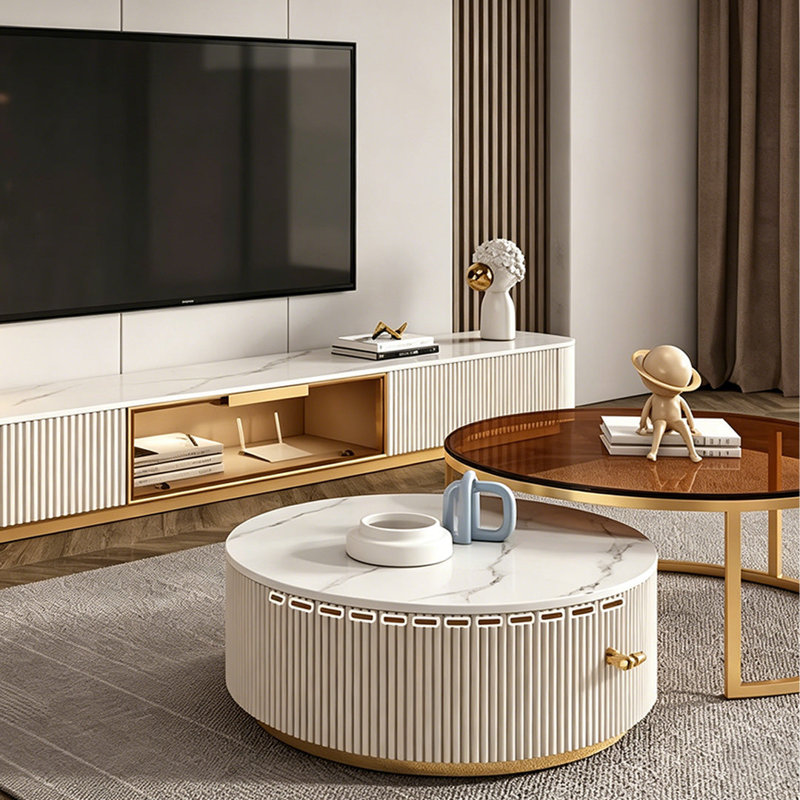 End Table, White Sintered Stone