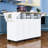 Rolling Kitchen Island Cart with 2 Drop Leaves, Power Outlet, 4 Fluted Doors and Spice Rack-1185910305