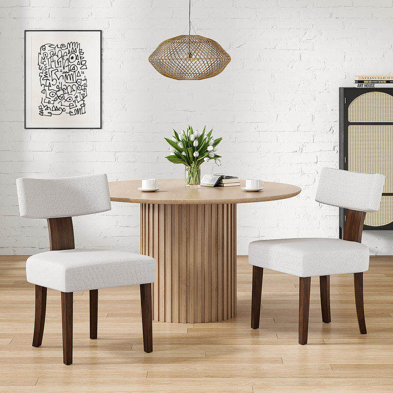 Ensemble de 2 chaises de salle à manger rembourrées sans accoudoirs avec structure en bois franc et dossier incurvé ergonomique pour la cuisine et la salle à manger