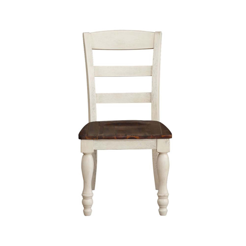 Chaise d'appoint en noyer / blanc Naresh, dossier ovale (2 pièces)