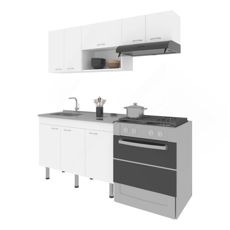 Kronos White Modular Kitchen Set - Complete Solution With Storage