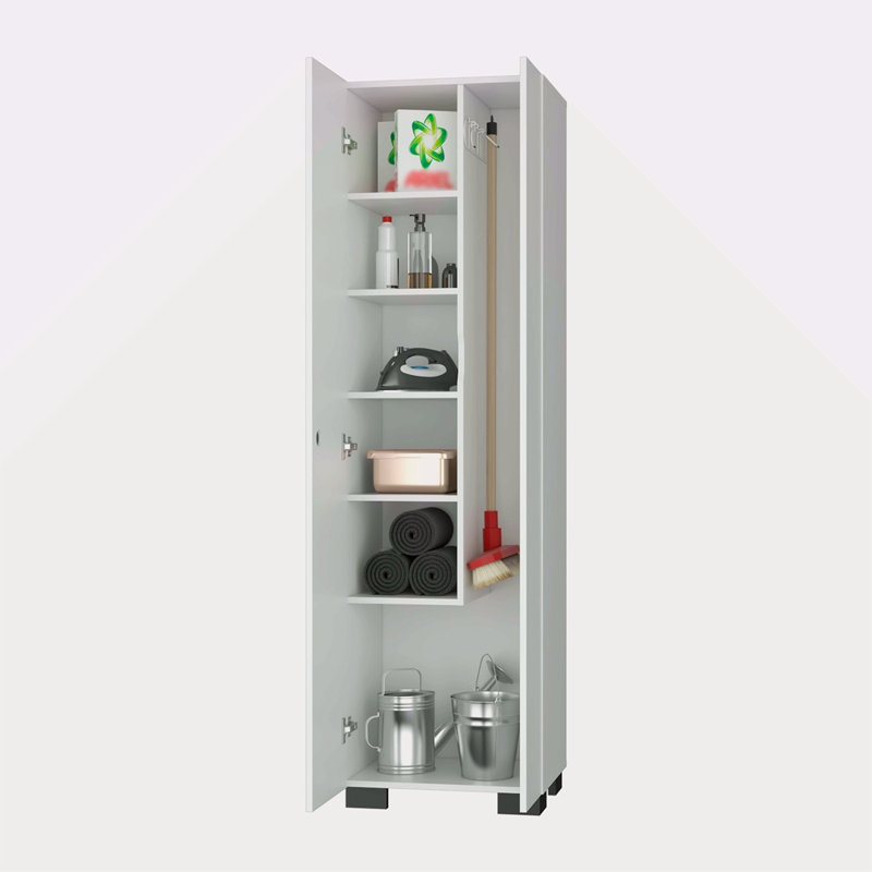 Armoire à balais avec tablettes de rangement