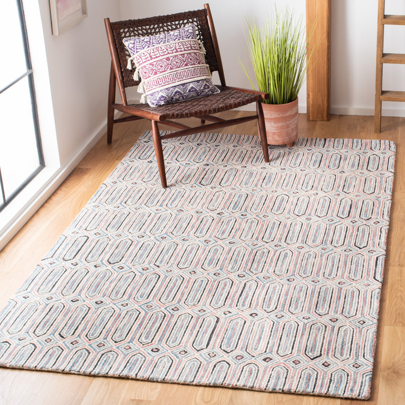Tapis géométrique en laine et coton touffeté à la main Decker, Rectangle 4 pi x 6 pi