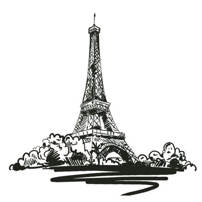 Volente Vector With Eiffel Tower On White Background - Wrapped Canvas Print