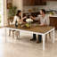 Rustic Wood Dining Table - Rectangular Design with Carved Turned Legs for Kitchen & Dining Room